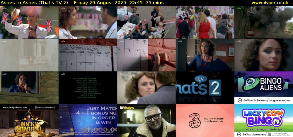 Ashes to Ashes (That's TV 2) Friday 29 August 2025 22:45 - 00:00