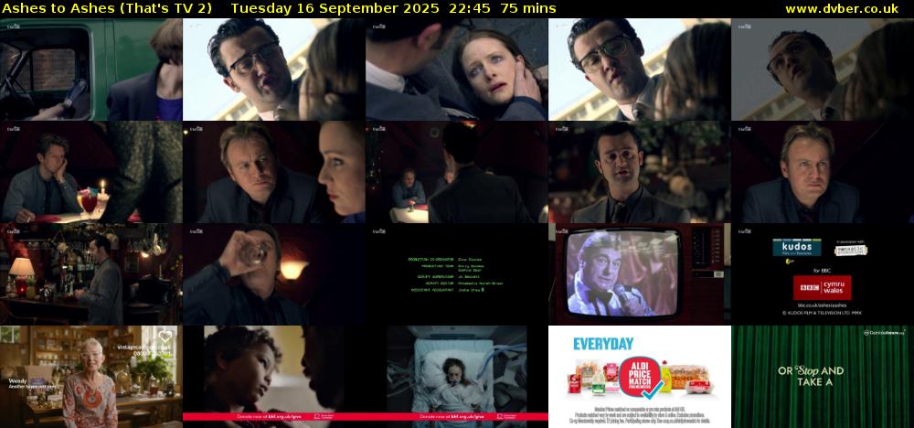 Ashes to Ashes (That's TV 2) Tuesday 16 September 2025 22:45 - 00:00