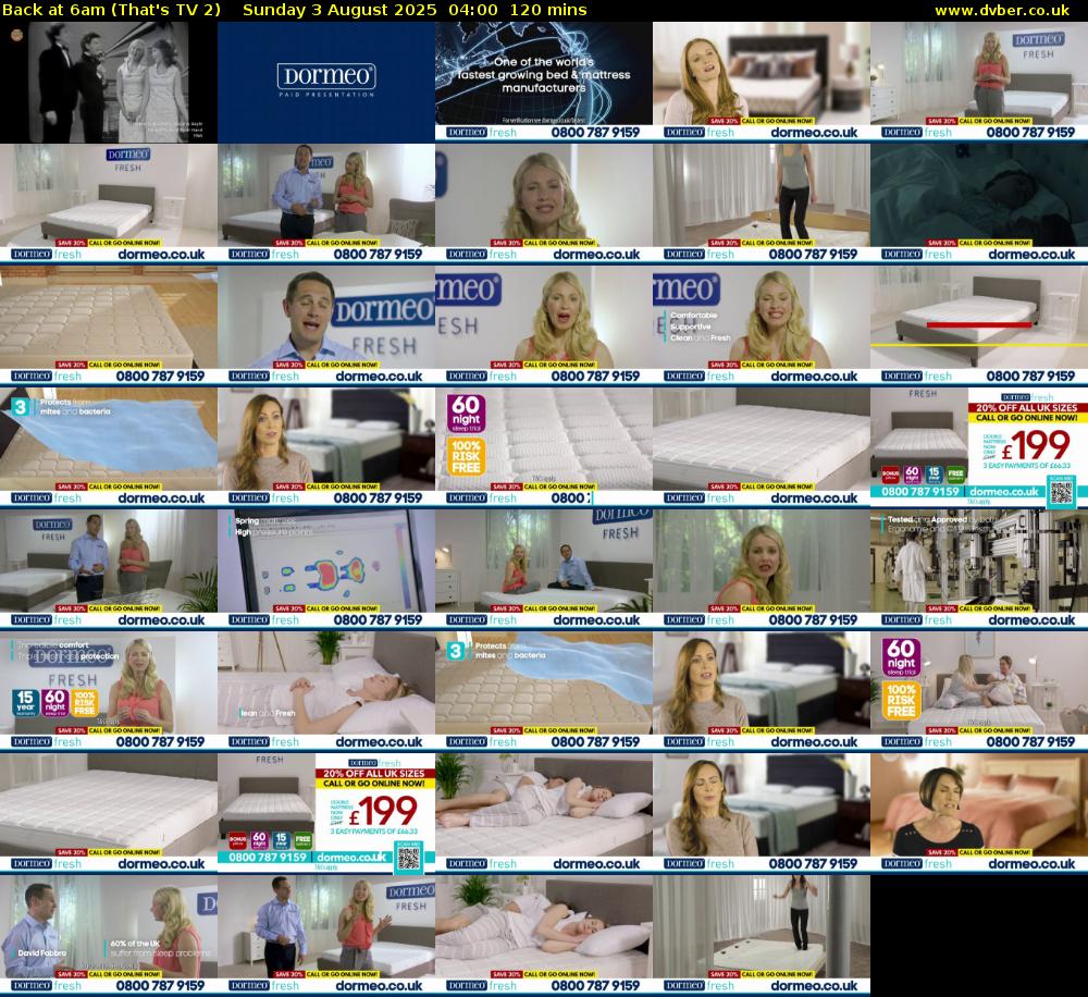 Back at 6am (That's TV 2) Sunday 3 August 2025 04:00 - 06:00