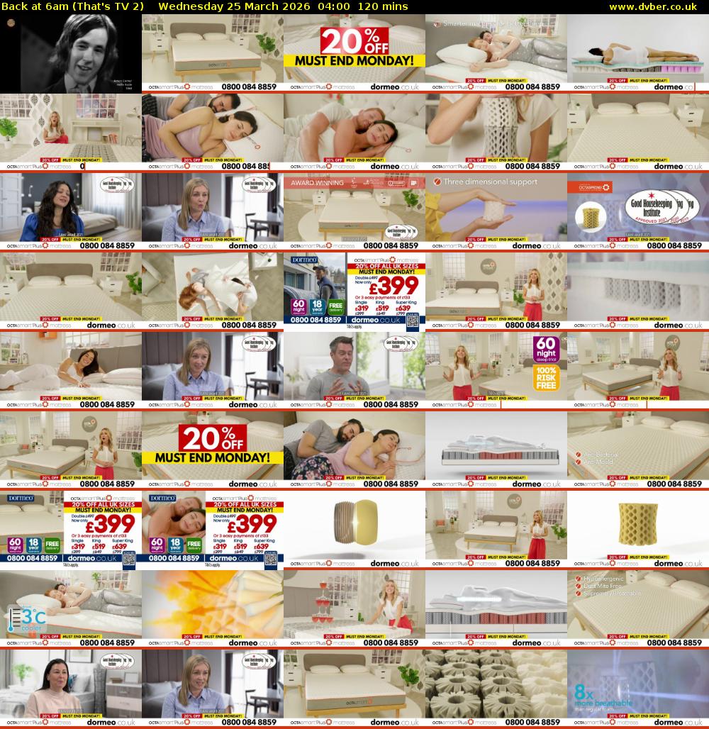 Back at 6am (That's TV 2) Wednesday 25 March 2026 04:00 - 06:00