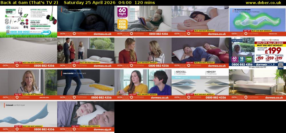 Back at 6am (That's TV 2) Saturday 25 April 2026 04:00 - 06:00
