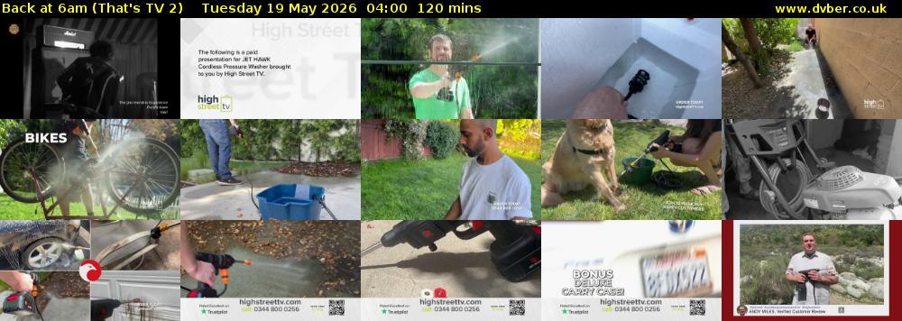 Back at 6am (That's TV 2) Tuesday 19 May 2026 04:00 - 06:00