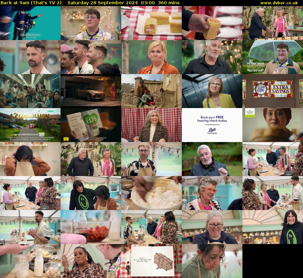 Back at 9am (That's TV 2) Saturday 28 September 2024 03:00 - 09:00