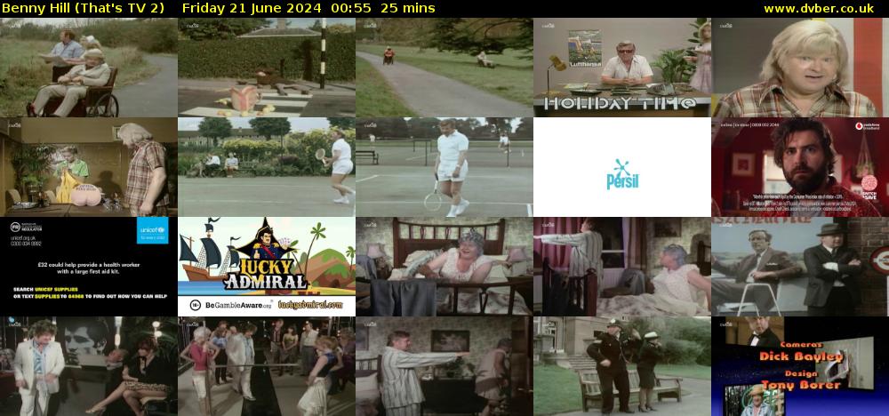 Benny Hill (That's TV 2) Friday 21 June 2024 00:55 - 01:20