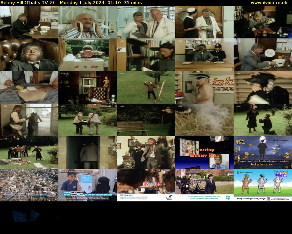 Benny Hill (That's TV 2) Monday 1 July 2024 01:10 - 01:45
