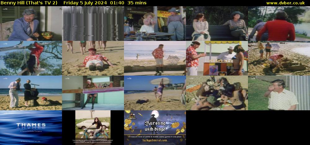 Benny Hill (That's TV 2) Friday 5 July 2024 01:40 - 02:15
