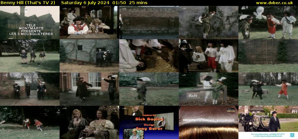 Benny Hill (That's TV 2) Saturday 6 July 2024 01:50 - 02:15