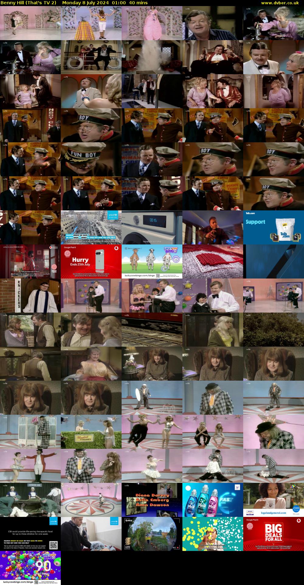 Benny Hill (That's TV 2) Monday 8 July 2024 01:00 - 01:40