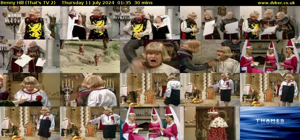 Benny Hill (That's TV 2) Thursday 11 July 2024 01:35 - 02:05