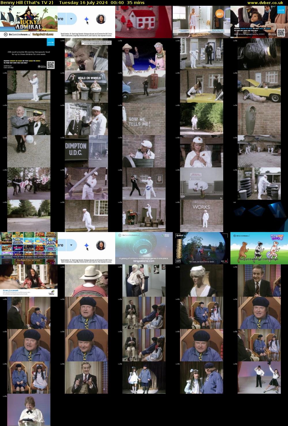 Benny Hill (That's TV 2) Tuesday 16 July 2024 00:40 - 01:15