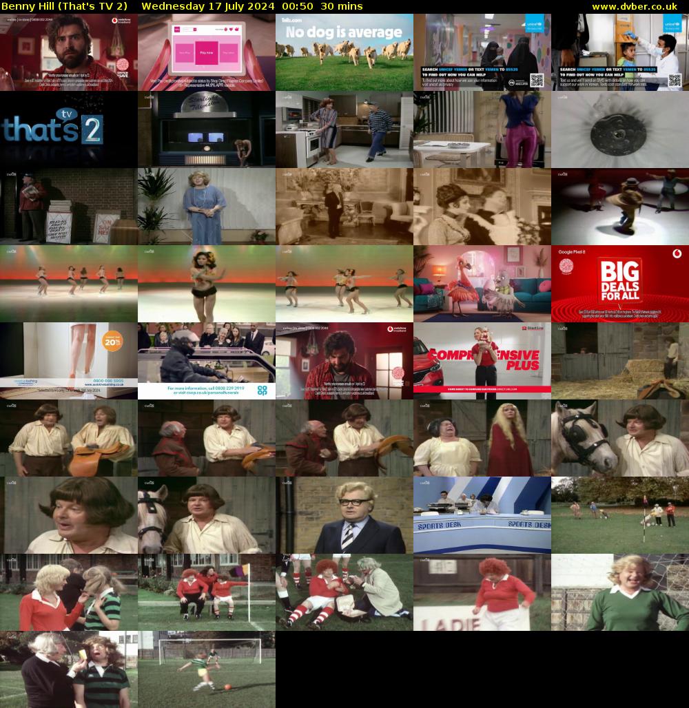 Benny Hill (That's TV 2) Wednesday 17 July 2024 00:50 - 01:20
