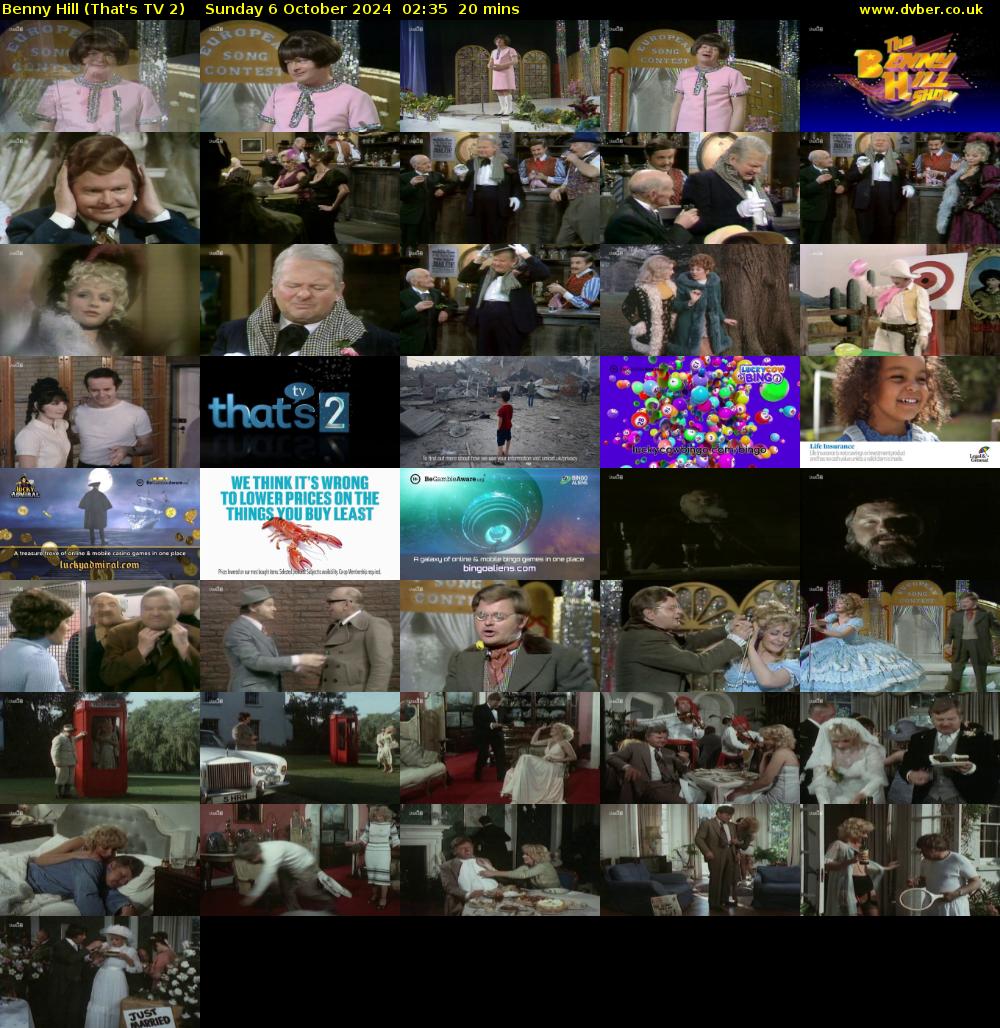 Benny Hill (That's TV 2) Sunday 6 October 2024 02:35 - 02:55