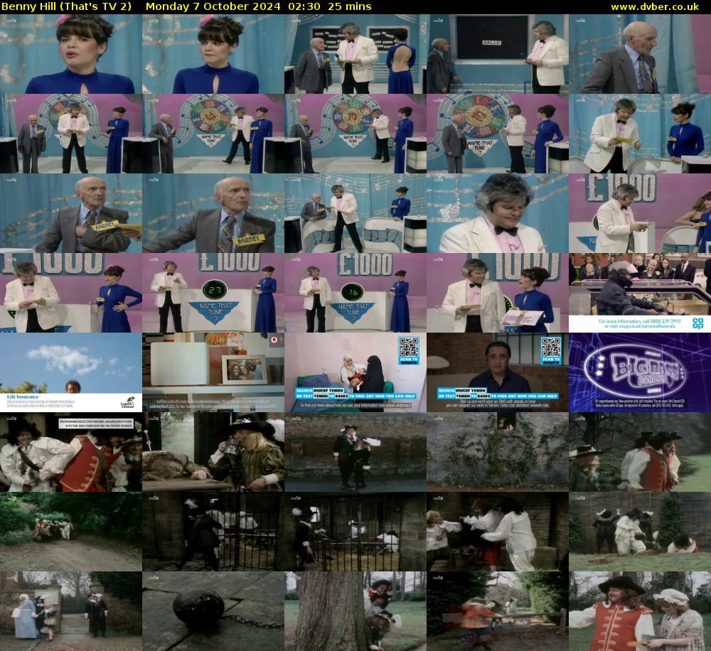Benny Hill (That's TV 2) Monday 7 October 2024 02:30 - 02:55