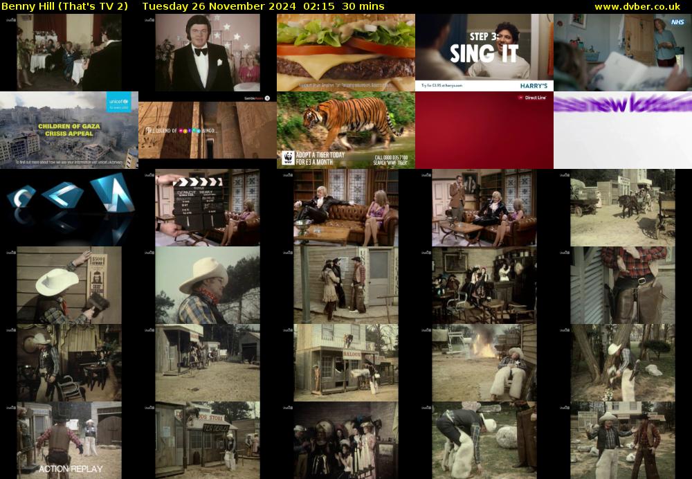 Benny Hill (That's TV 2) Tuesday 26 November 2024 02:15 - 02:45