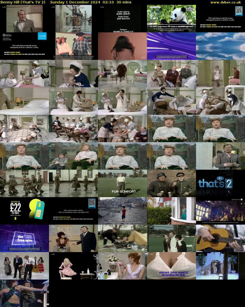 Benny Hill (That's TV 2) Sunday 1 December 2024 02:10 - 02:40