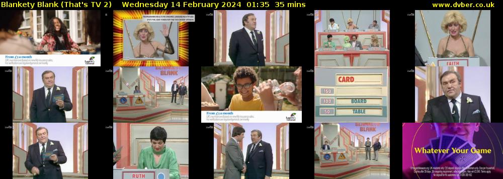 Blankety Blank (That's TV 2) Wednesday 14 February 2024 01:35 - 02:10