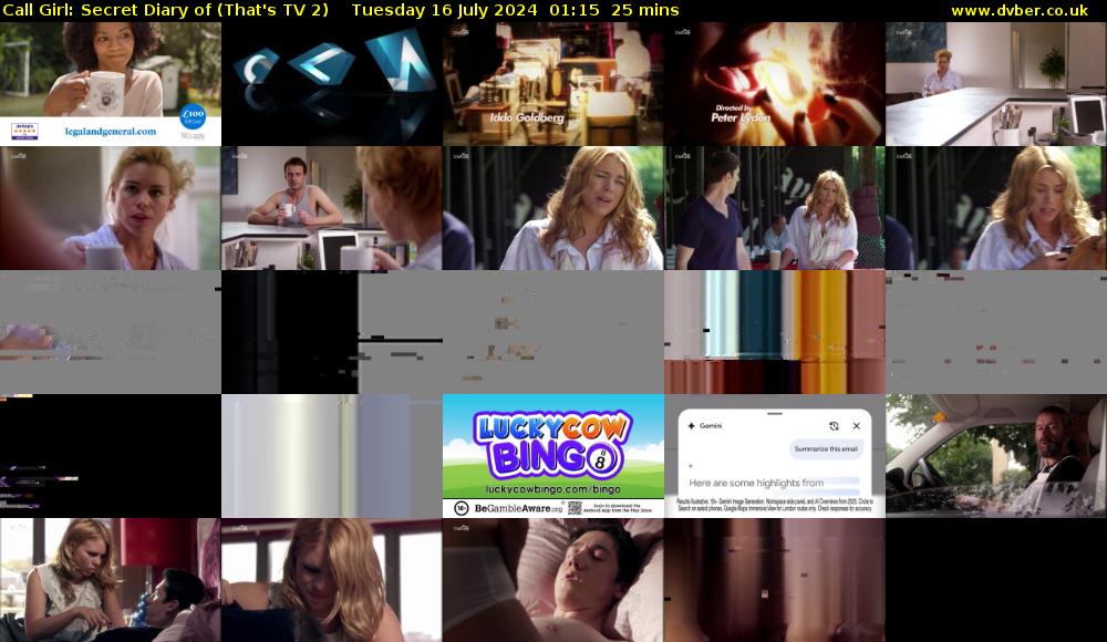 Call Girl: Secret Diary of (That's TV 2) Tuesday 16 July 2024 01:15 - 01:40