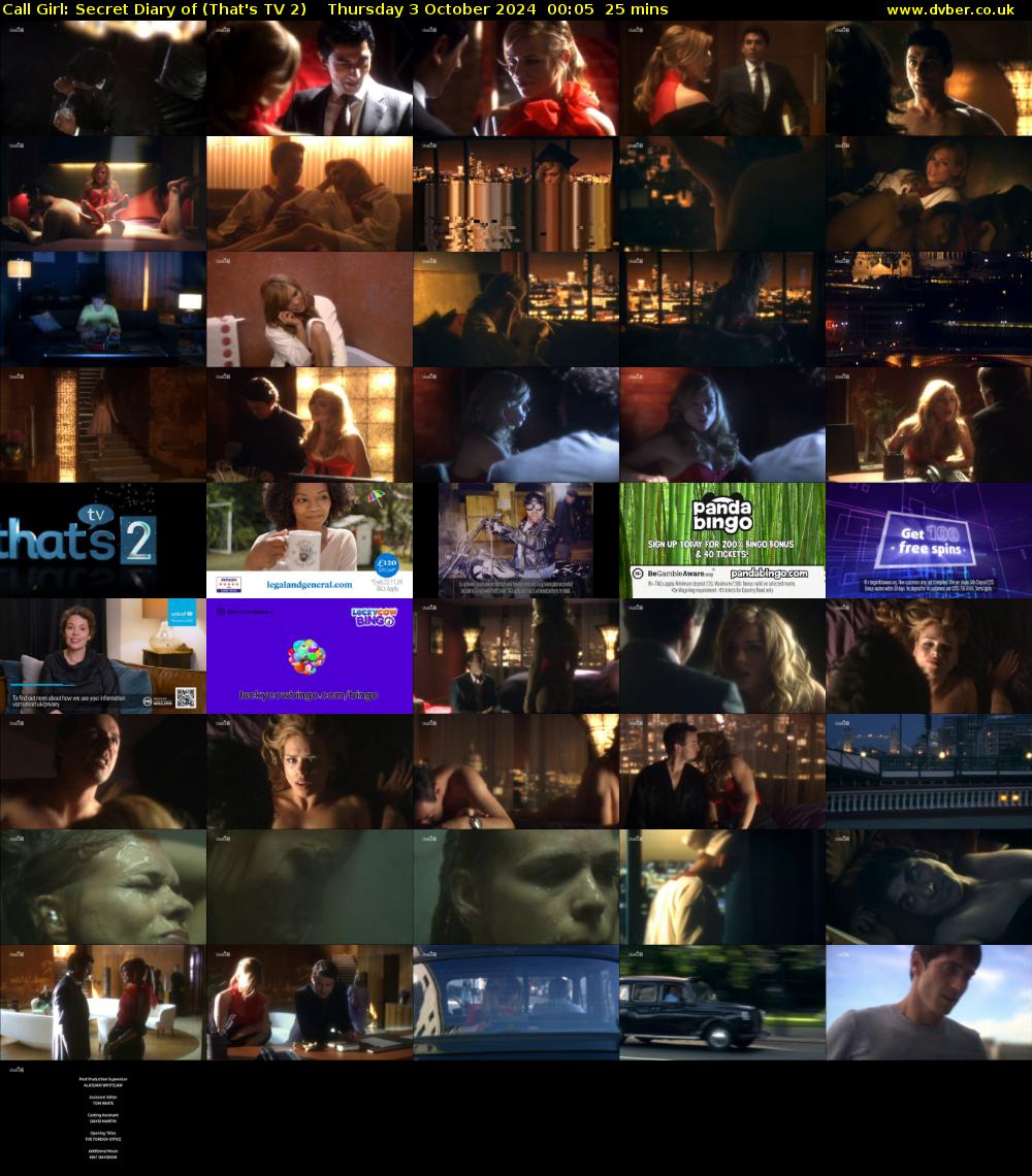 Call Girl: Secret Diary of (That's TV 2) Thursday 3 October 2024 00:05 - 00:30