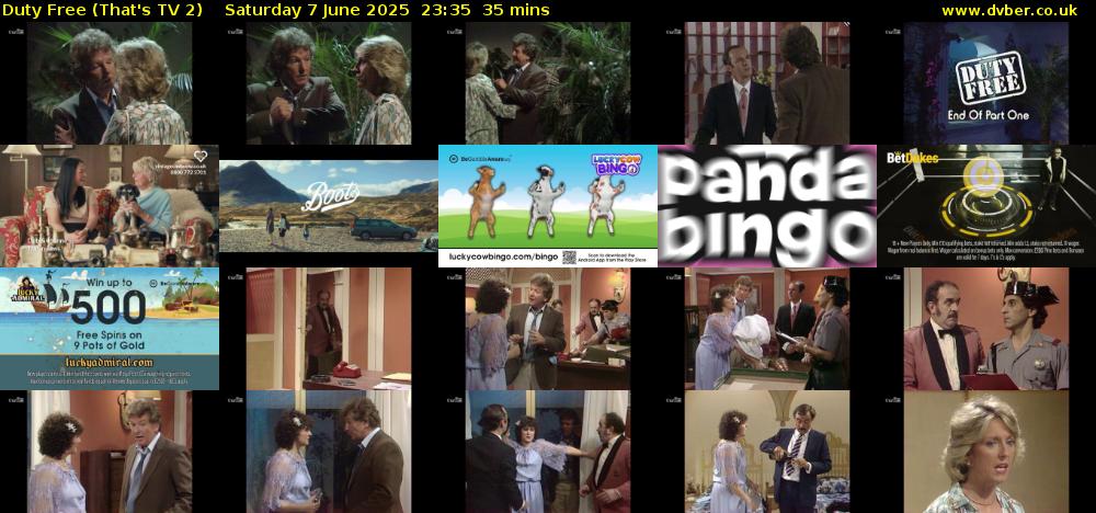 Duty Free (That's TV 2) Saturday 7 June 2025 23:35 - 00:10