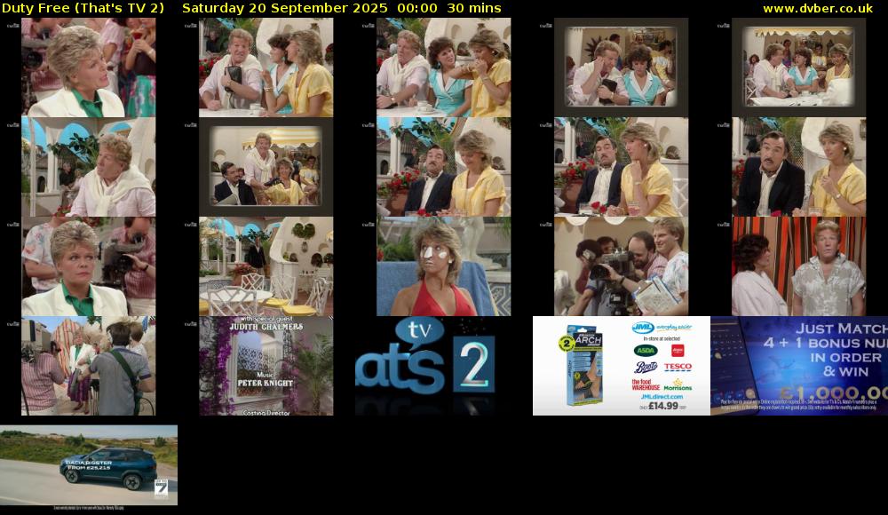 Duty Free (That's TV 2) Saturday 20 September 2025 00:00 - 00:30