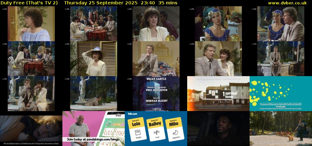 Duty Free (That's TV 2) Thursday 25 September 2025 23:40 - 00:15