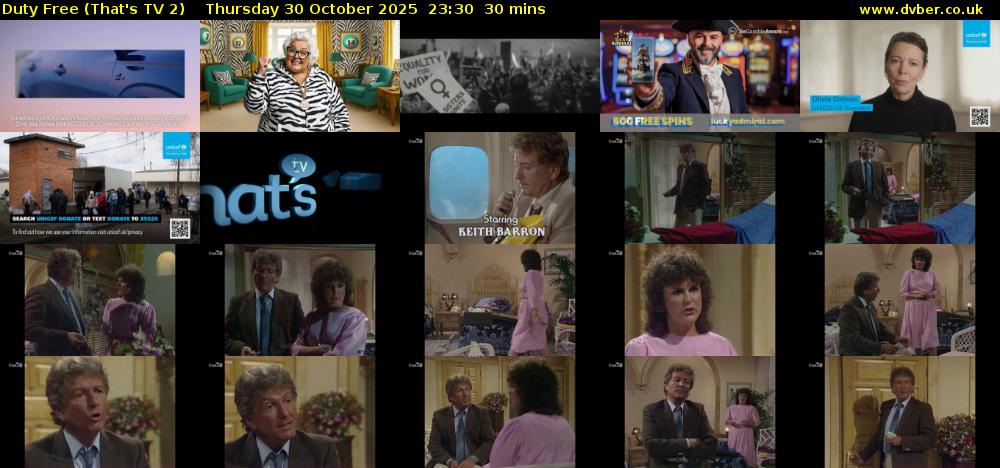 Duty Free (That's TV 2) Thursday 30 October 2025 23:30 - 00:00