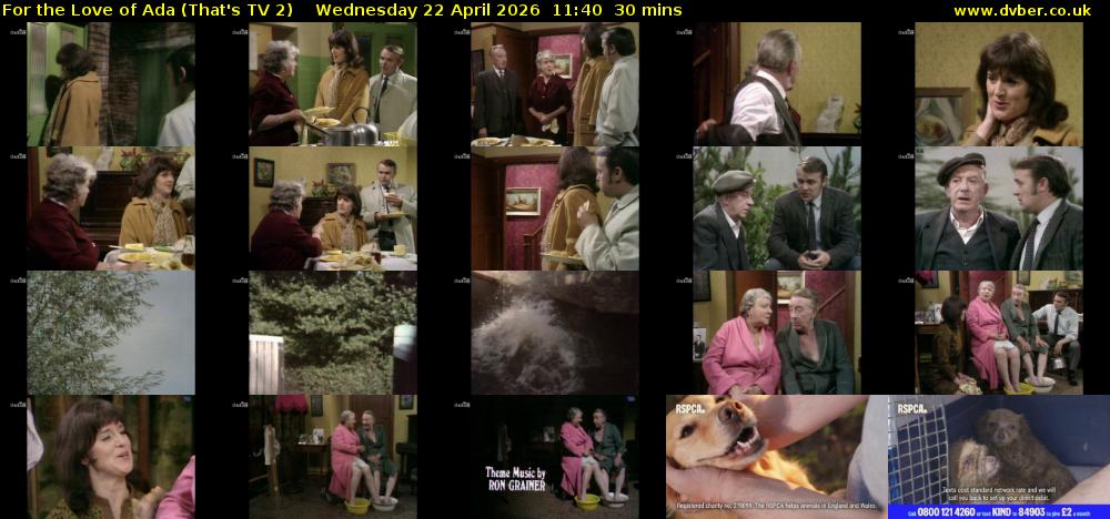 For the Love of Ada (That's TV 2) Wednesday 22 April 2026 11:40 - 12:10