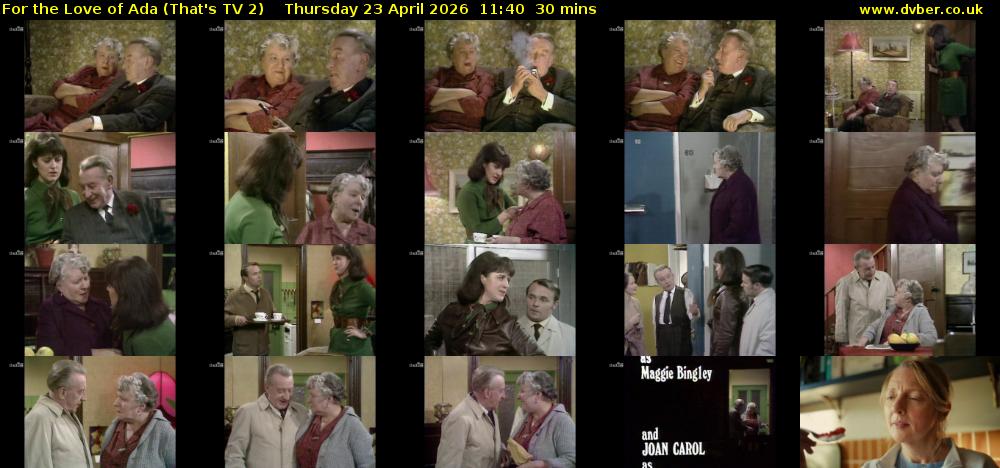 For the Love of Ada (That's TV 2) Thursday 23 April 2026 11:40 - 12:10