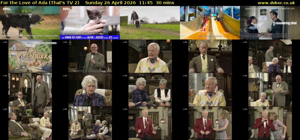 For the Love of Ada (That's TV 2) Sunday 26 April 2026 11:45 - 12:15