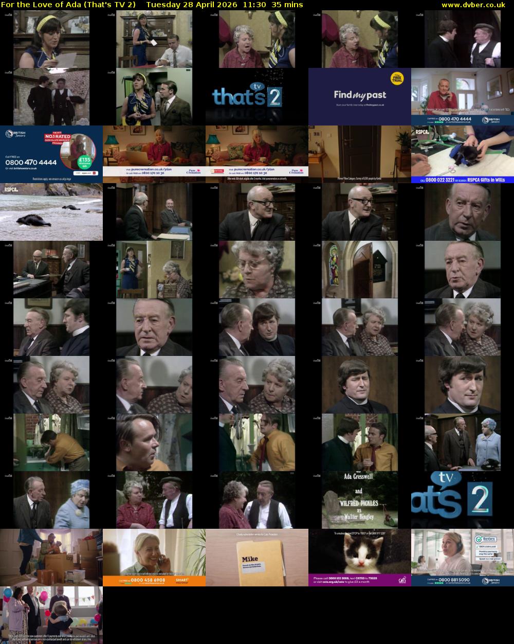 For the Love of Ada (That's TV 2) Tuesday 28 April 2026 11:30 - 12:05