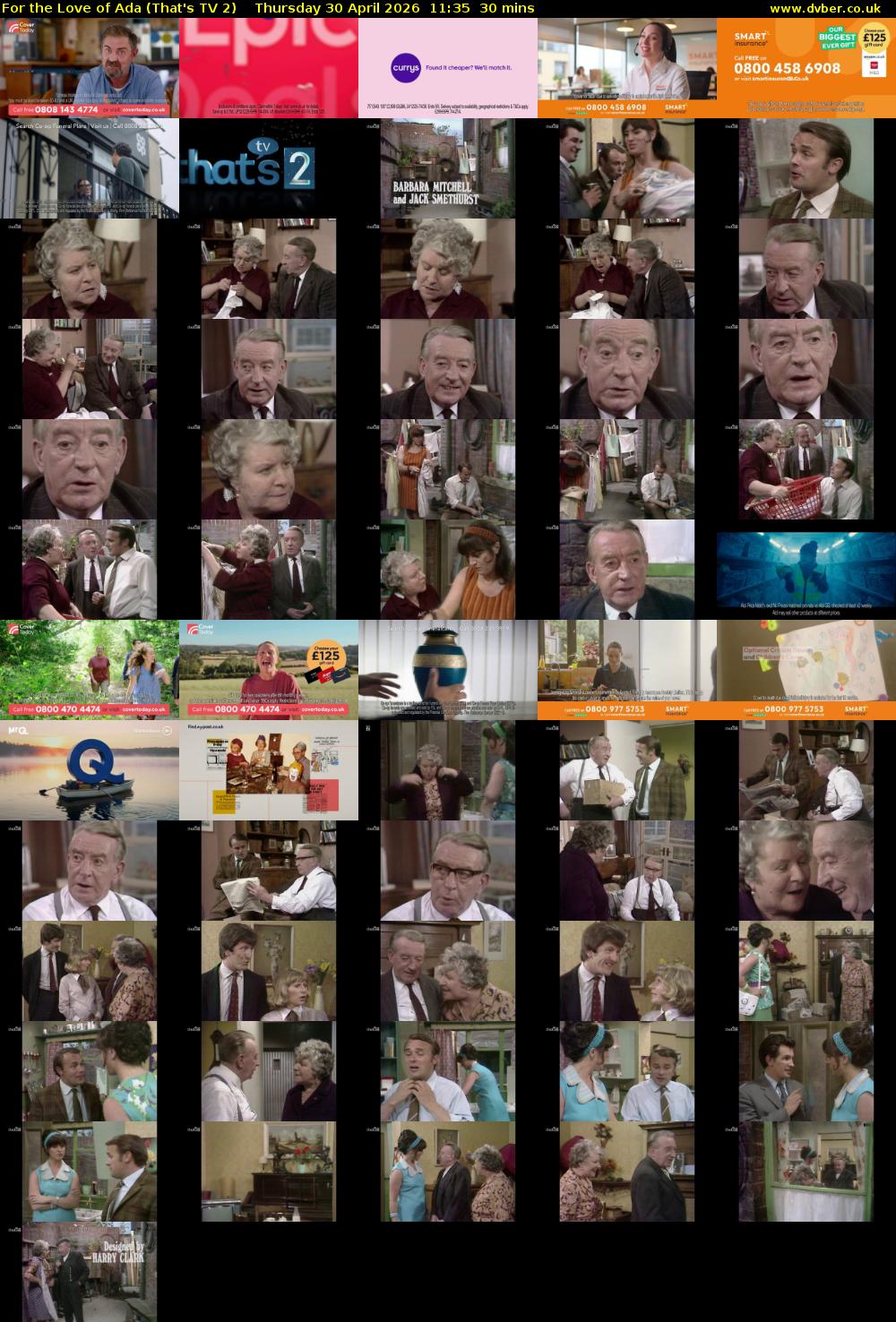 For the Love of Ada (That's TV 2) Thursday 30 April 2026 11:35 - 12:05