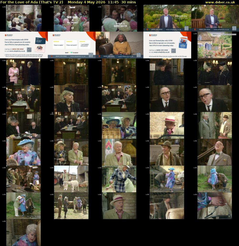 For the Love of Ada (That's TV 2) Monday 4 May 2026 11:45 - 12:15