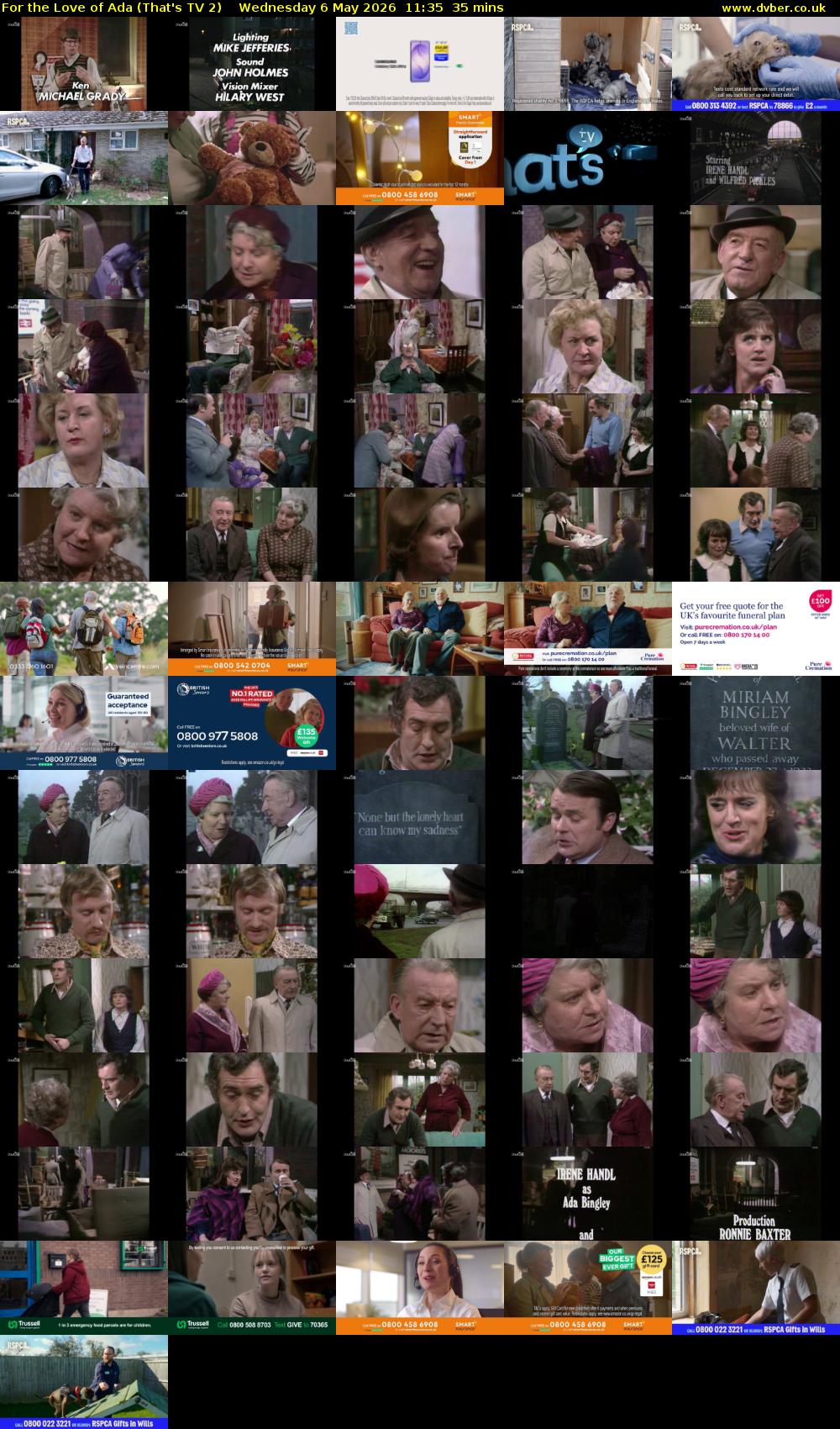 For the Love of Ada (That's TV 2) Wednesday 6 May 2026 11:35 - 12:10