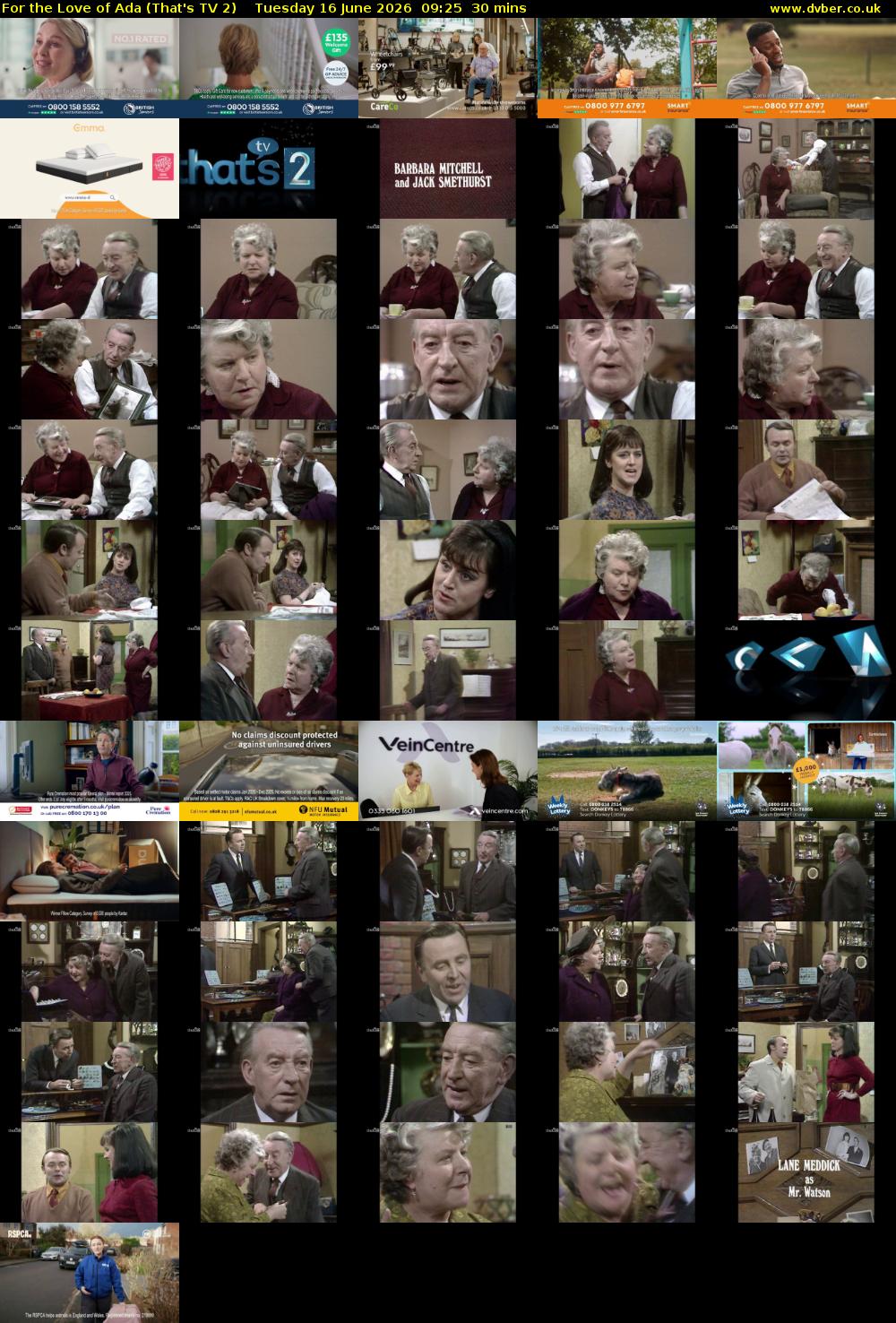 For the Love of Ada (That's TV 2) Tuesday 16 June 2026 09:25 - 09:55