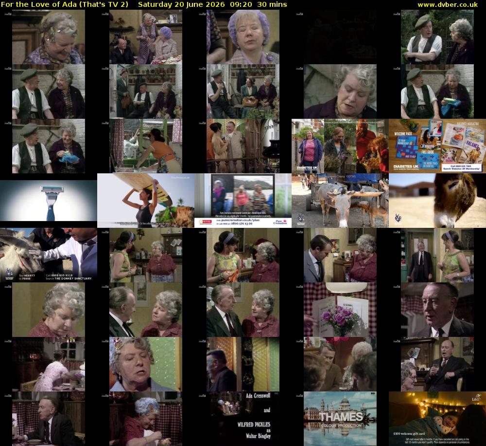 For the Love of Ada (That's TV 2) Saturday 20 June 2026 09:20 - 09:50