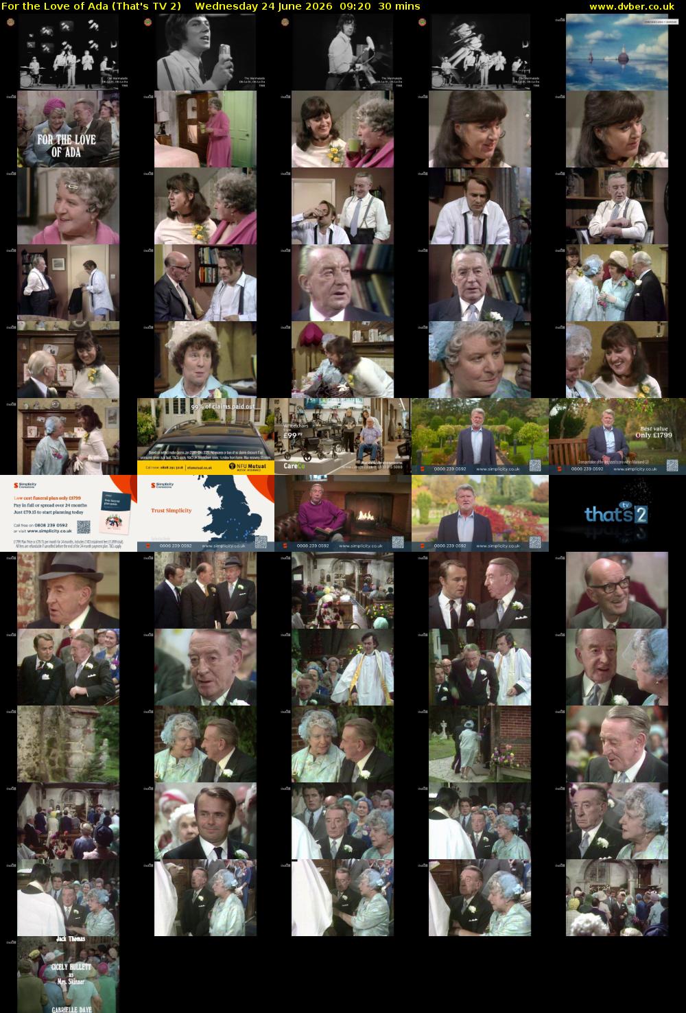 For the Love of Ada (That's TV 2) Wednesday 24 June 2026 09:20 - 09:50