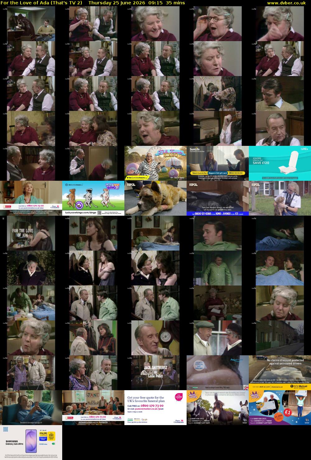 For the Love of Ada (That's TV 2) Thursday 25 June 2026 09:15 - 09:50