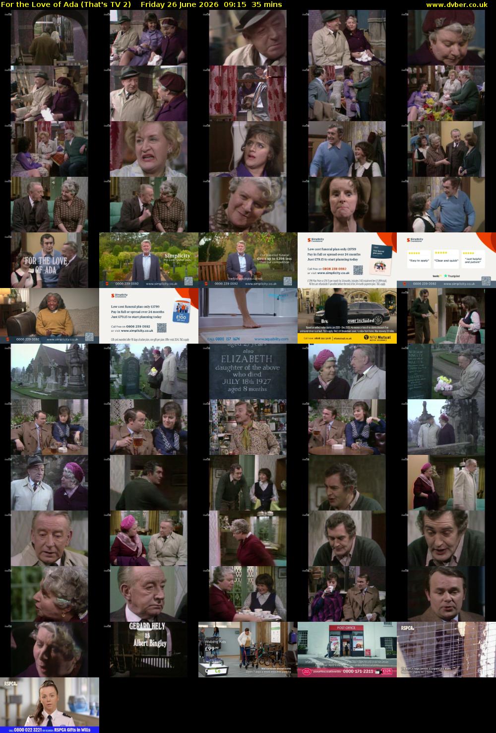 For the Love of Ada (That's TV 2) Friday 26 June 2026 09:15 - 09:50