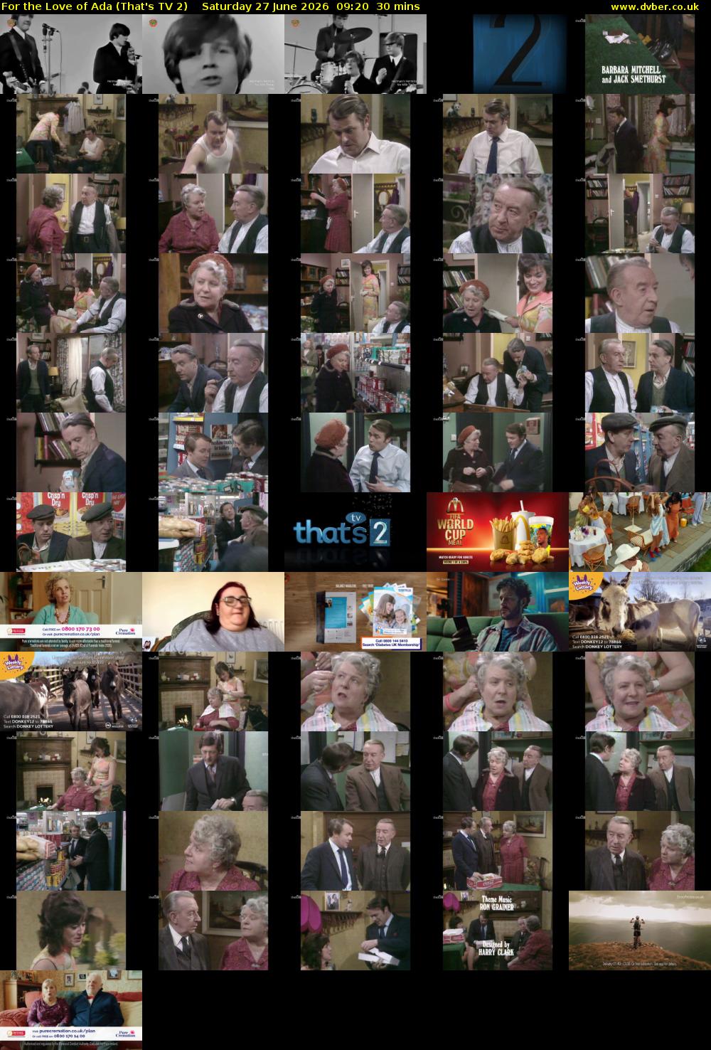 For the Love of Ada (That's TV 2) Saturday 27 June 2026 09:20 - 09:50
