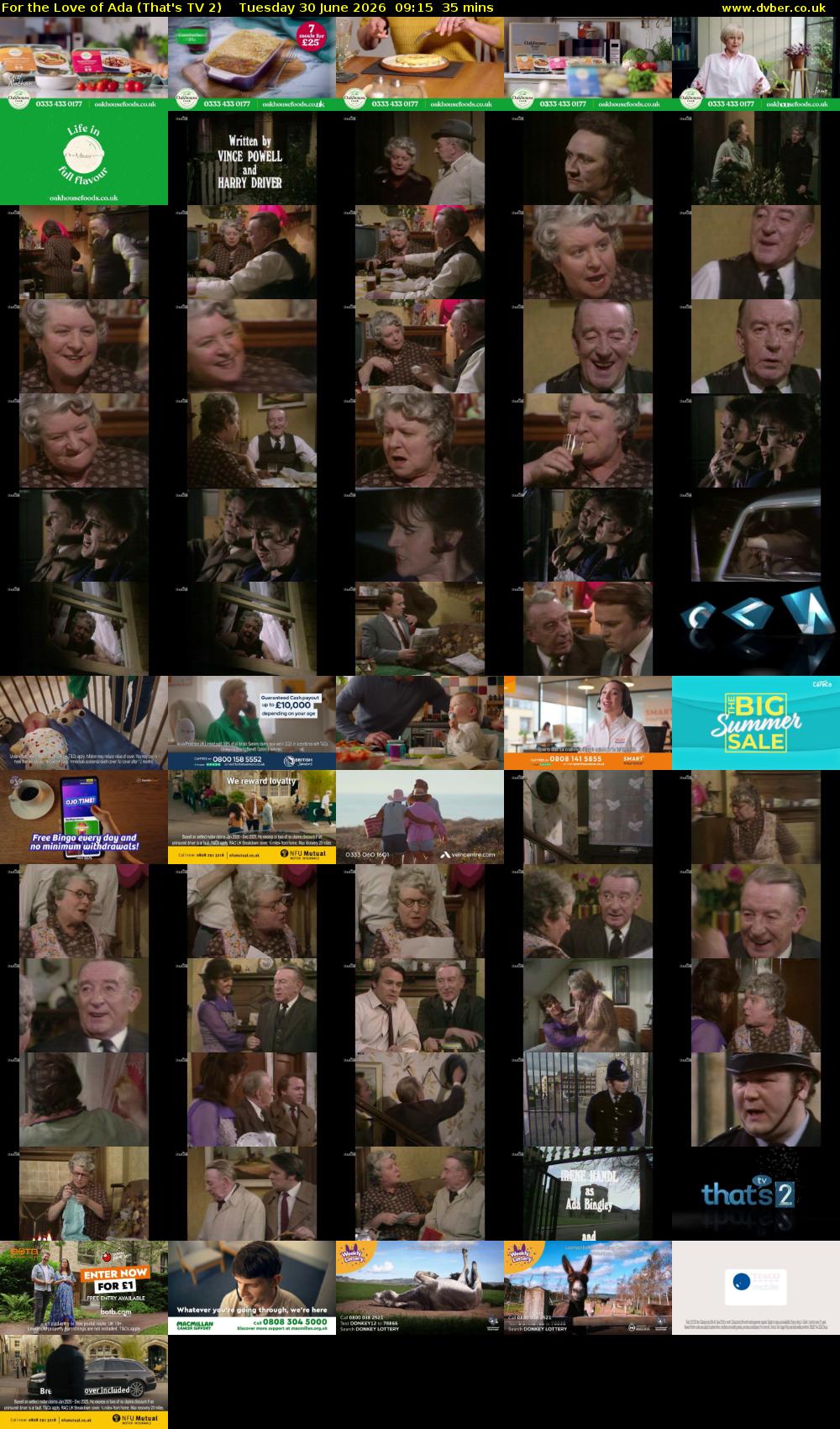 For the Love of Ada (That's TV 2) Tuesday 30 June 2026 09:15 - 09:50