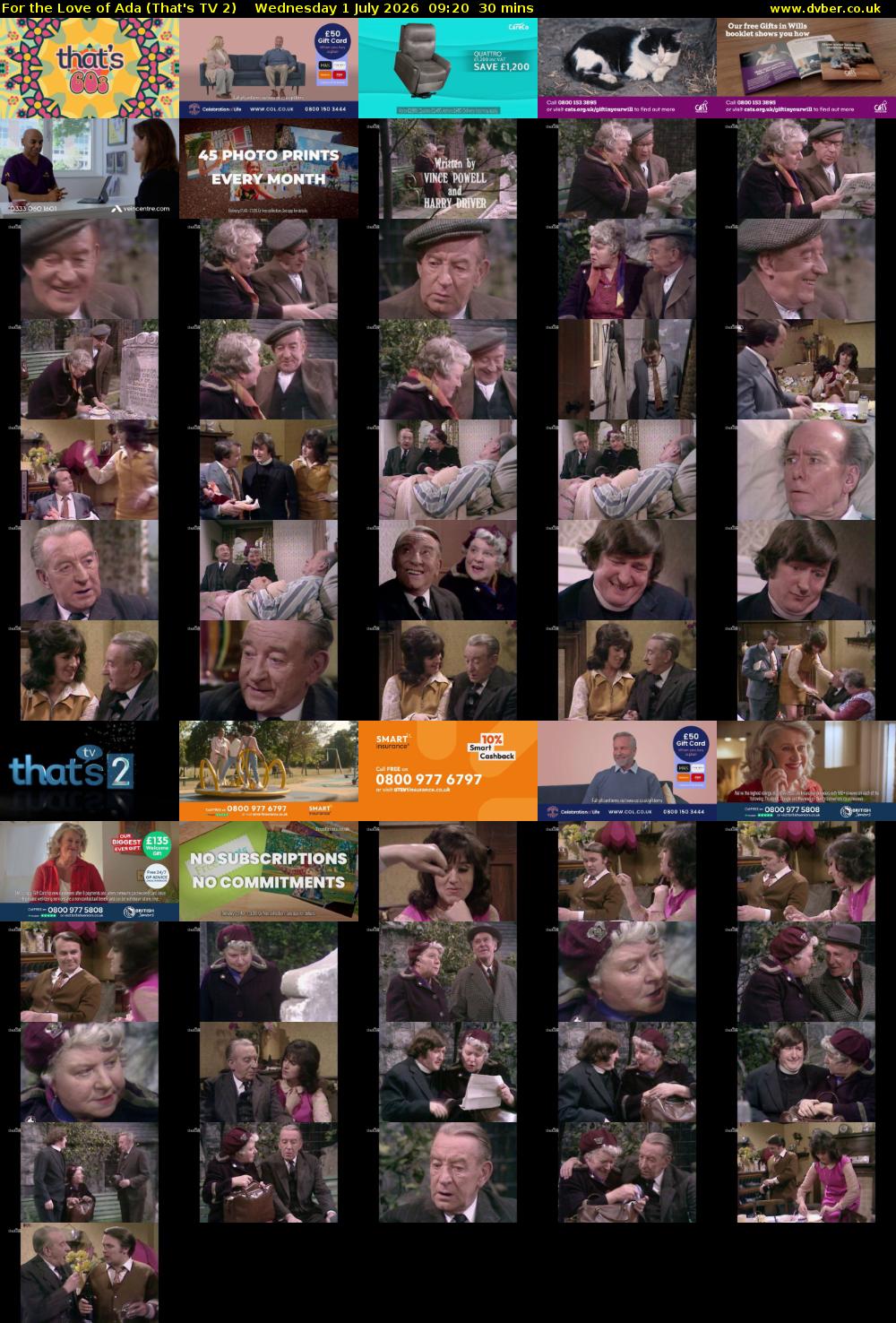For the Love of Ada (That's TV 2) Wednesday 1 July 2026 09:20 - 09:50