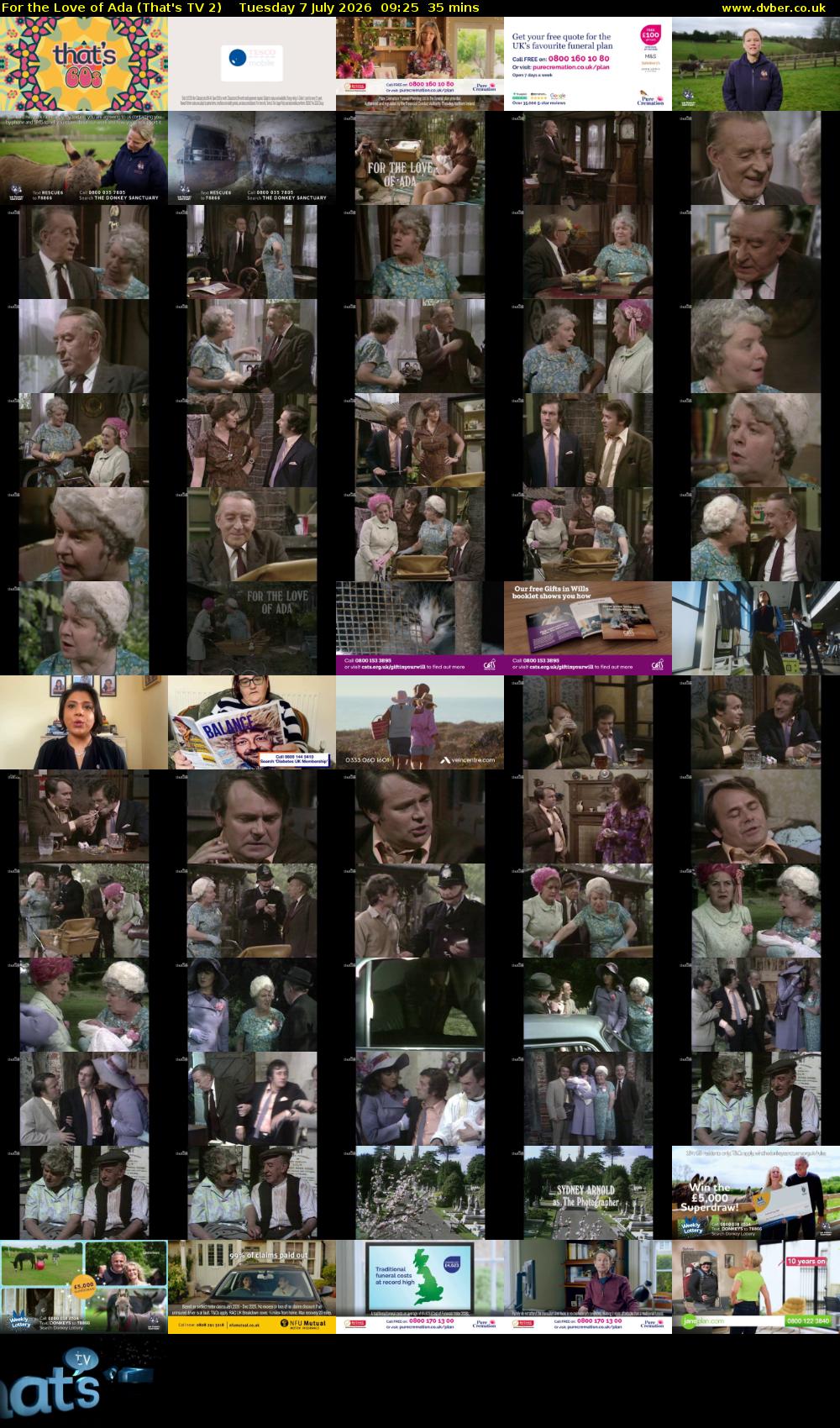 For the Love of Ada (That's TV 2) Tuesday 7 July 2026 09:25 - 10:00