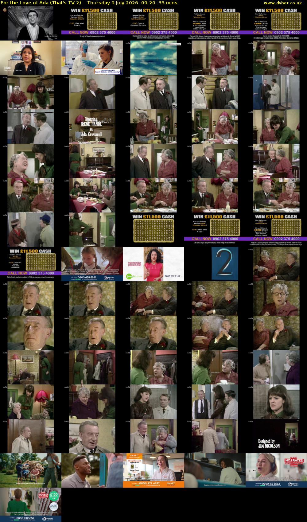 For the Love of Ada (That's TV 2) Thursday 9 July 2026 09:20 - 09:55