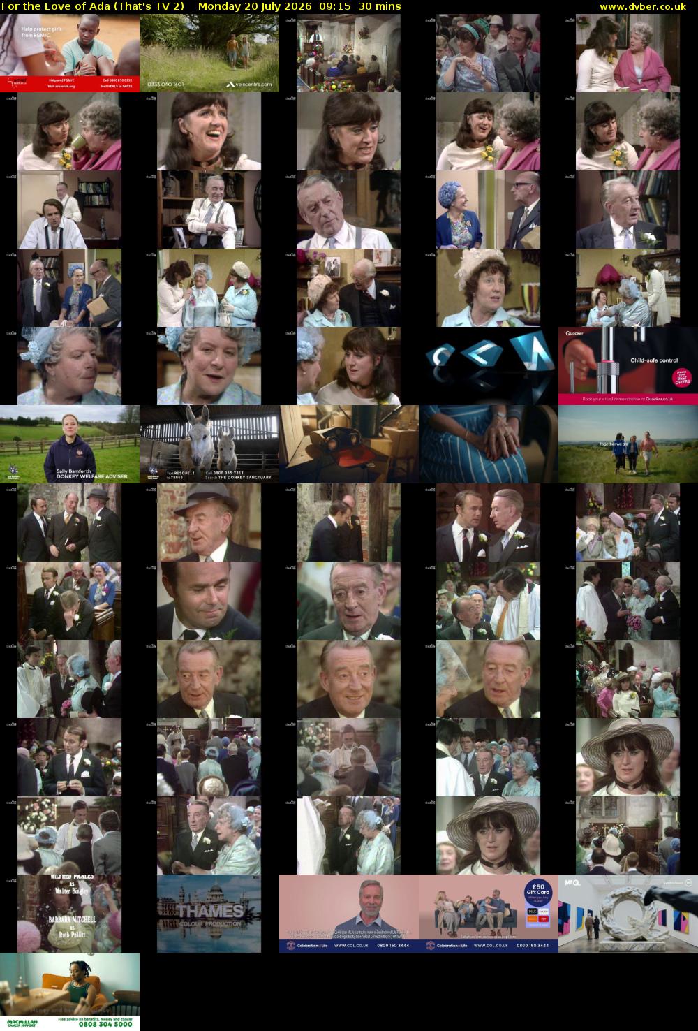 For the Love of Ada (That's TV 2) Monday 20 July 2026 09:15 - 09:45