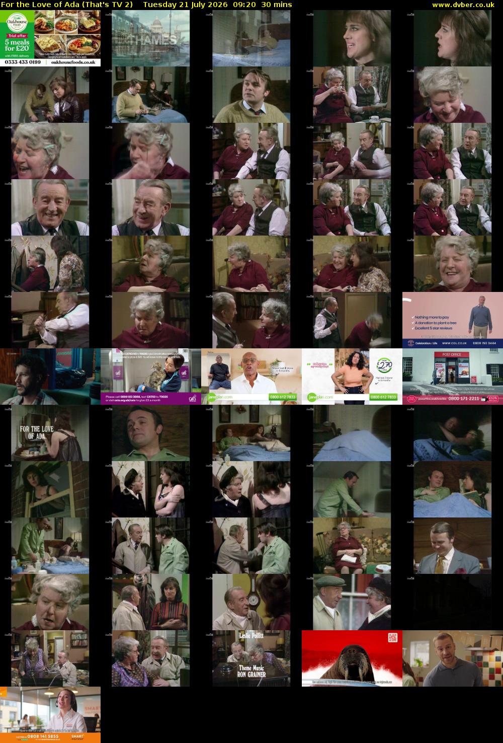 For the Love of Ada (That's TV 2) Tuesday 21 July 2026 09:20 - 09:50