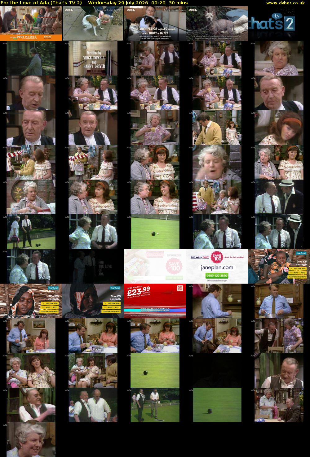 For the Love of Ada (That's TV 2) Wednesday 29 July 2026 09:20 - 09:50