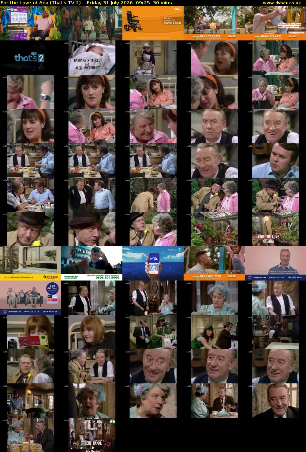 For the Love of Ada (That's TV 2) Friday 31 July 2026 09:25 - 09:55