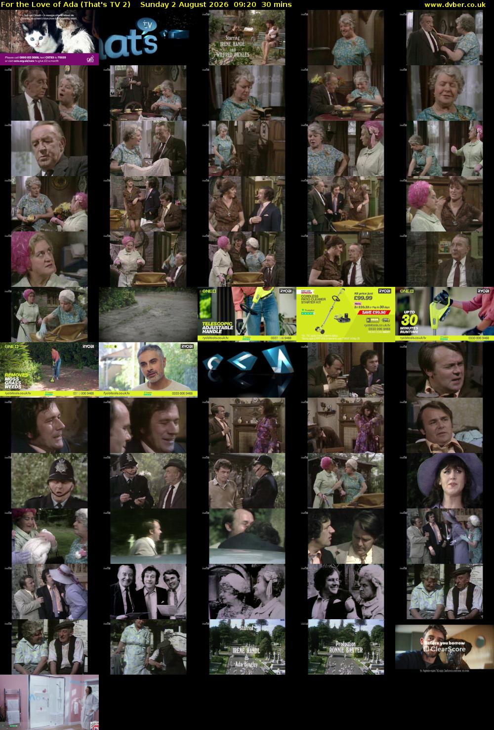 For the Love of Ada (That's TV 2) Sunday 2 August 2026 09:20 - 09:50