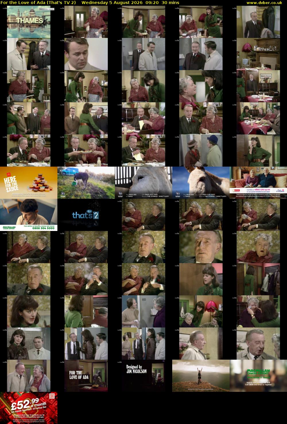 For the Love of Ada (That's TV 2) Wednesday 5 August 2026 09:20 - 09:50