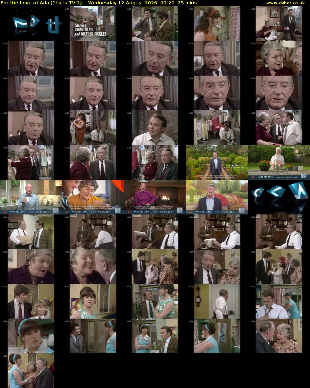 For the Love of Ada (That's TV 2) Wednesday 12 August 2026 09:20 - 09:45
